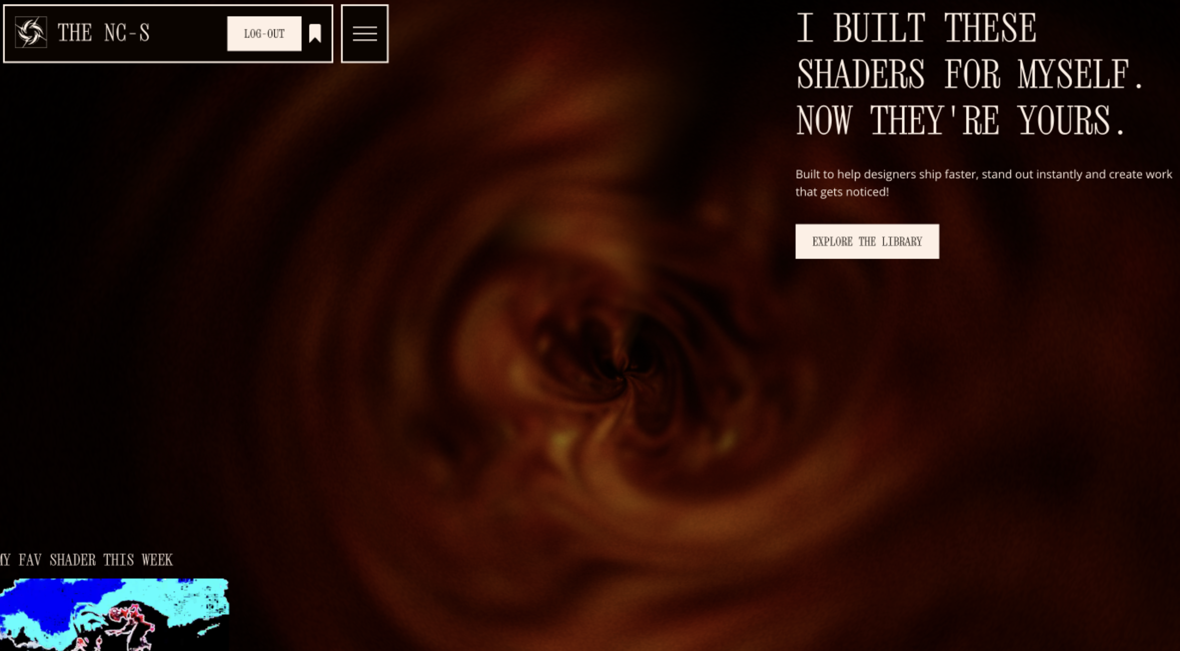 screenshot of shader designs website